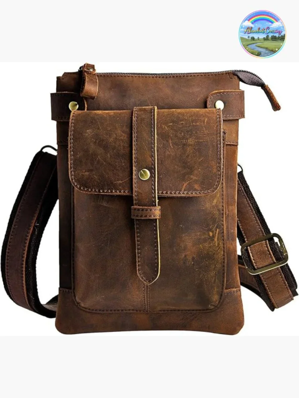 Genuine Leather Messenger Crossbody Waist Fanny Pack Bag